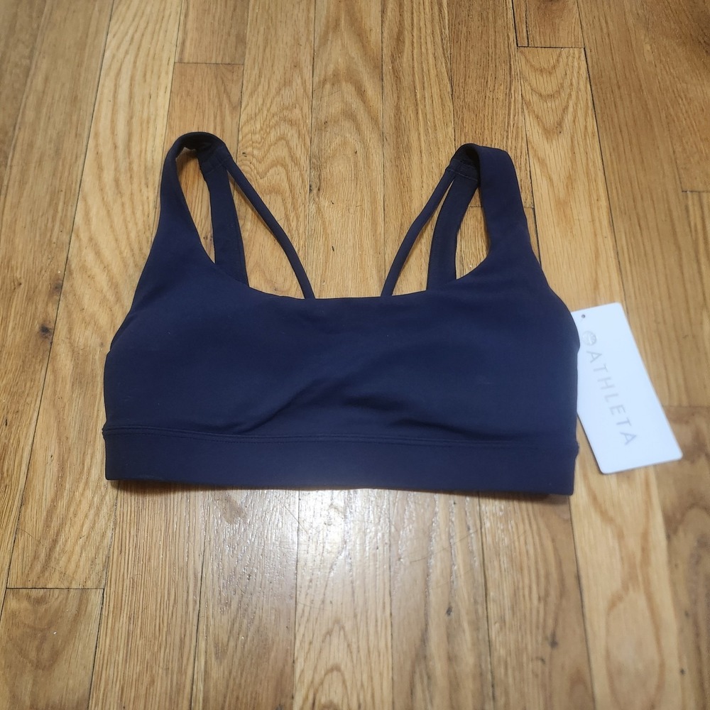 Athleta Exhale Bra in Powervita‎ XS A-C Navy Blue Lightweight